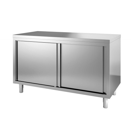 Meuble bas central inox L2G avec portes coulissantes - Cuisine pro