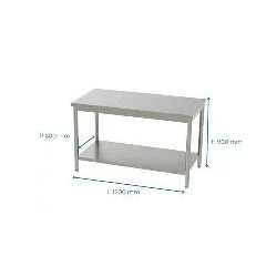 Table centrale inox TL1471 1400 x 700 avec étagère basse