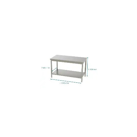 Table centrale inox TL1471 1400 x 700 avec étagère basse