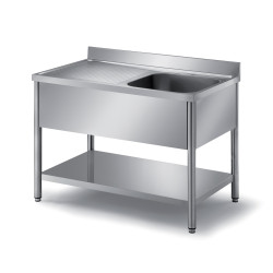 Plonge démontable inox 304 L2G - 2 bacs 600x500mm - Égouttoir nervuré