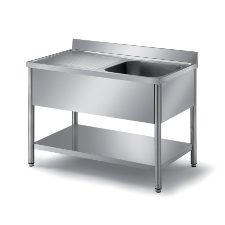 Plonge démontable inox 304 L2G - 2 bacs 600x500mm - Égouttoir nervuré