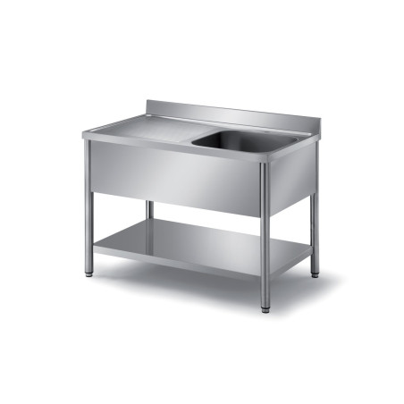 Plonge démontable inox 304 L2G - 2 bacs 600x500mm - Égouttoir nervuré