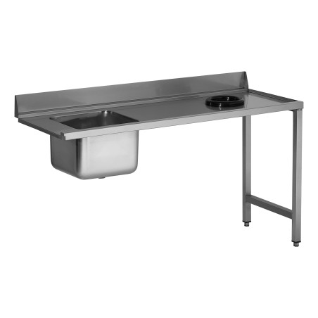 Table d'entrée L2G LV adossée + plage - Inox professionnel 1600mm