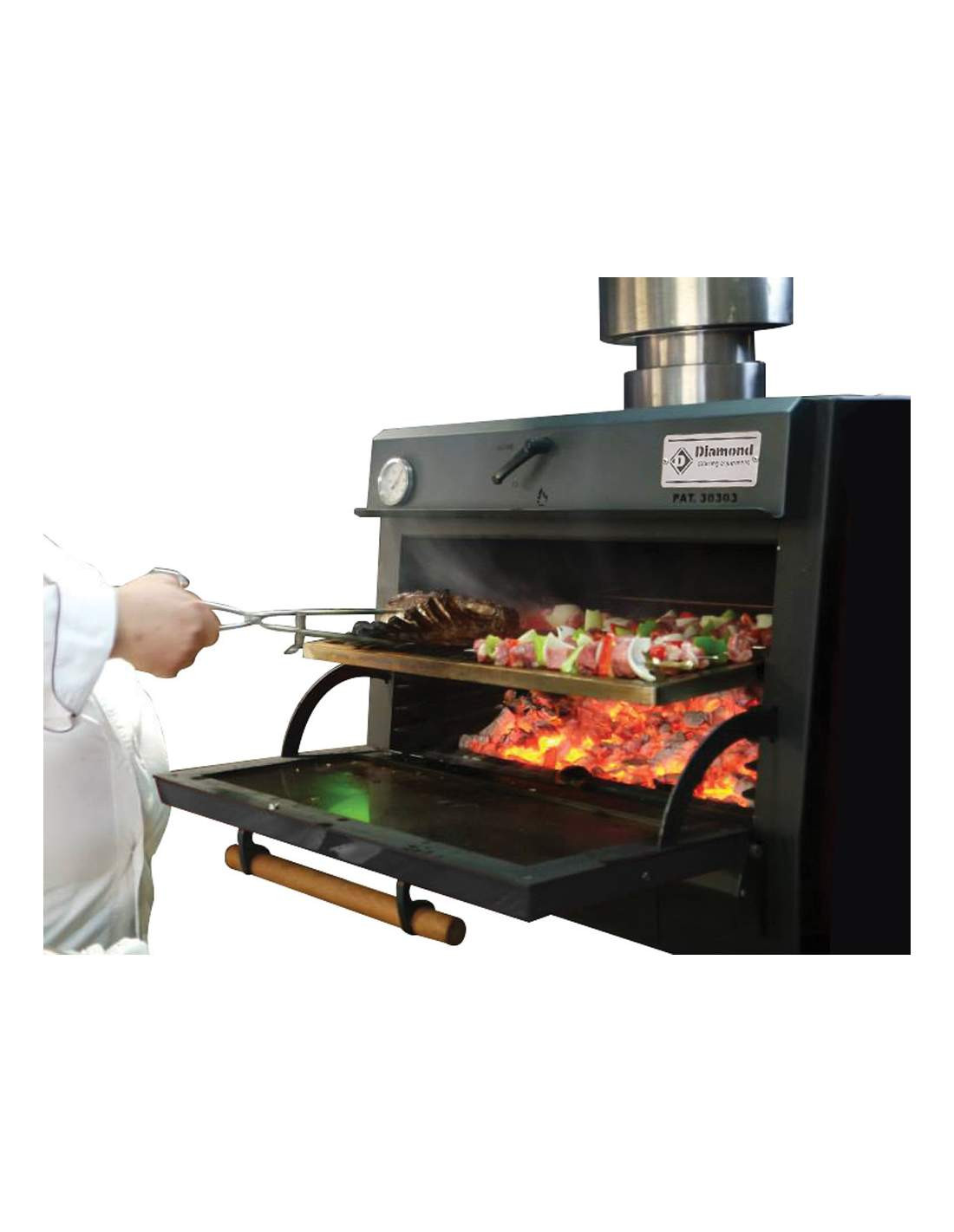 Four-BBQ à charbon DIAMOND - Four combiné professionnel 75 kg/h