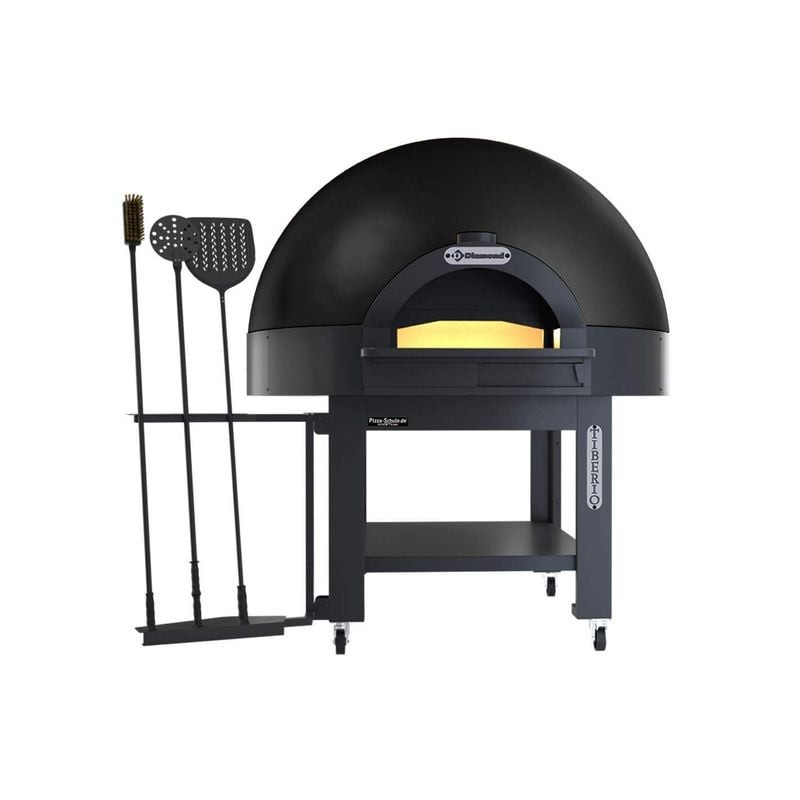 Four à pizza DIAMOND - Coupole statique, 6 pizzas Ø33 - Support roues