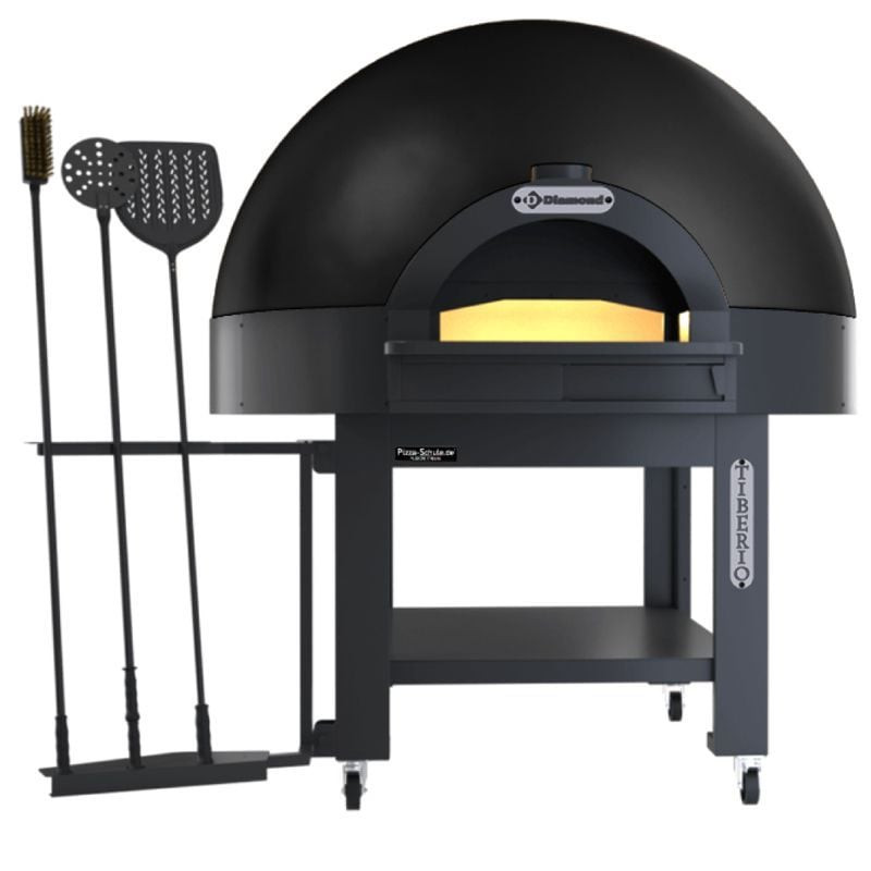 Four à pizzas DIAMOND TIBERIO-9E - 9 pizzas Ø33 - Support roues noir
