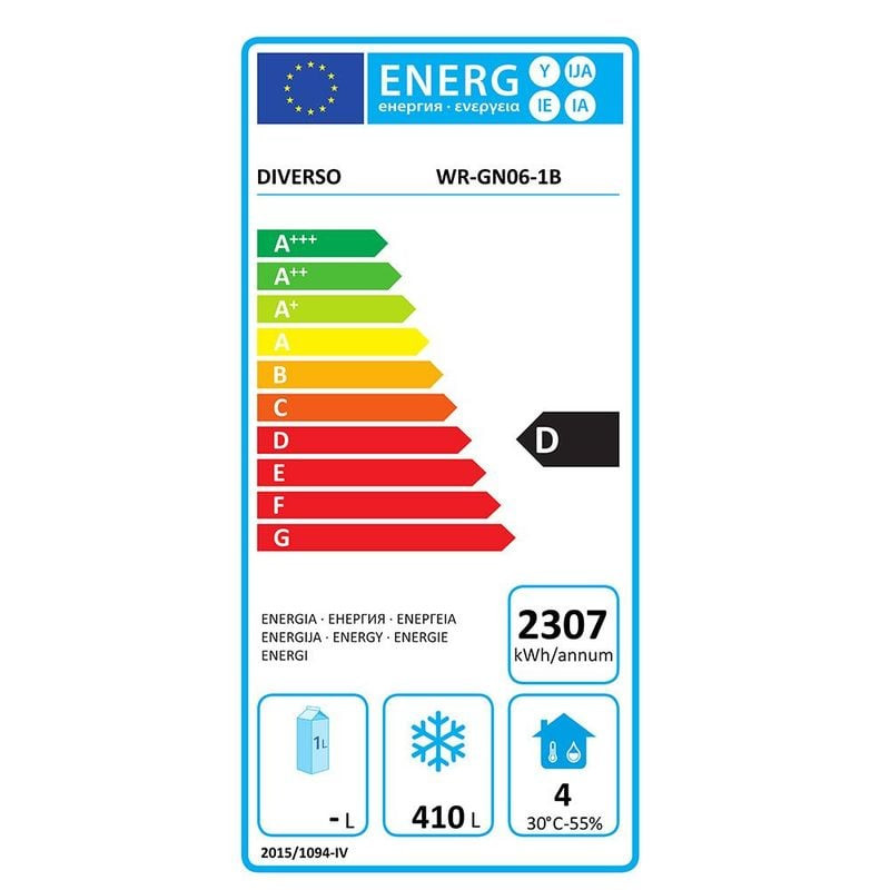Armoire congélateur ventilée 600L DIVERSO - Stockage à -18°C