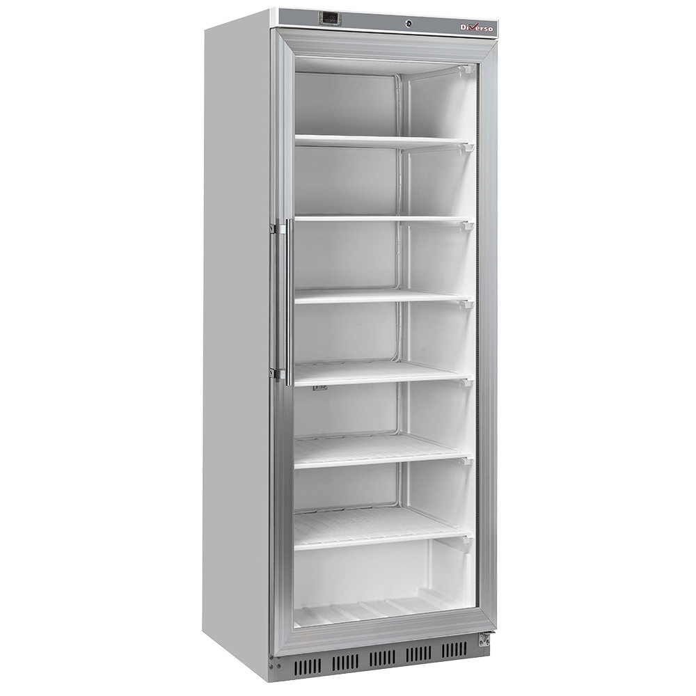 Armoire congélateur DIVERSO 400 litres porte vitrée - Acier inox