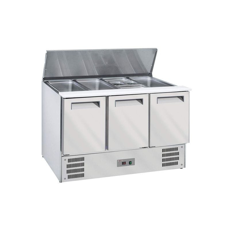 Saladette réfrigérée DIVERSO 4 bacs GN + réserve 3 portes