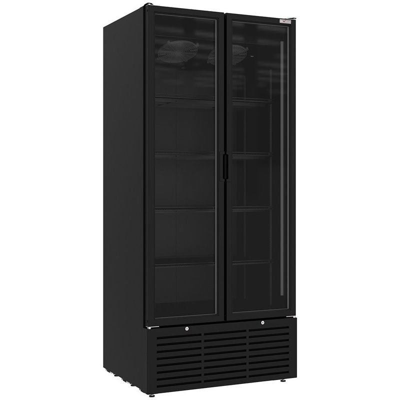 Vitrine ventilée positive DIVERSO 804L - 2 portes battantes noires
