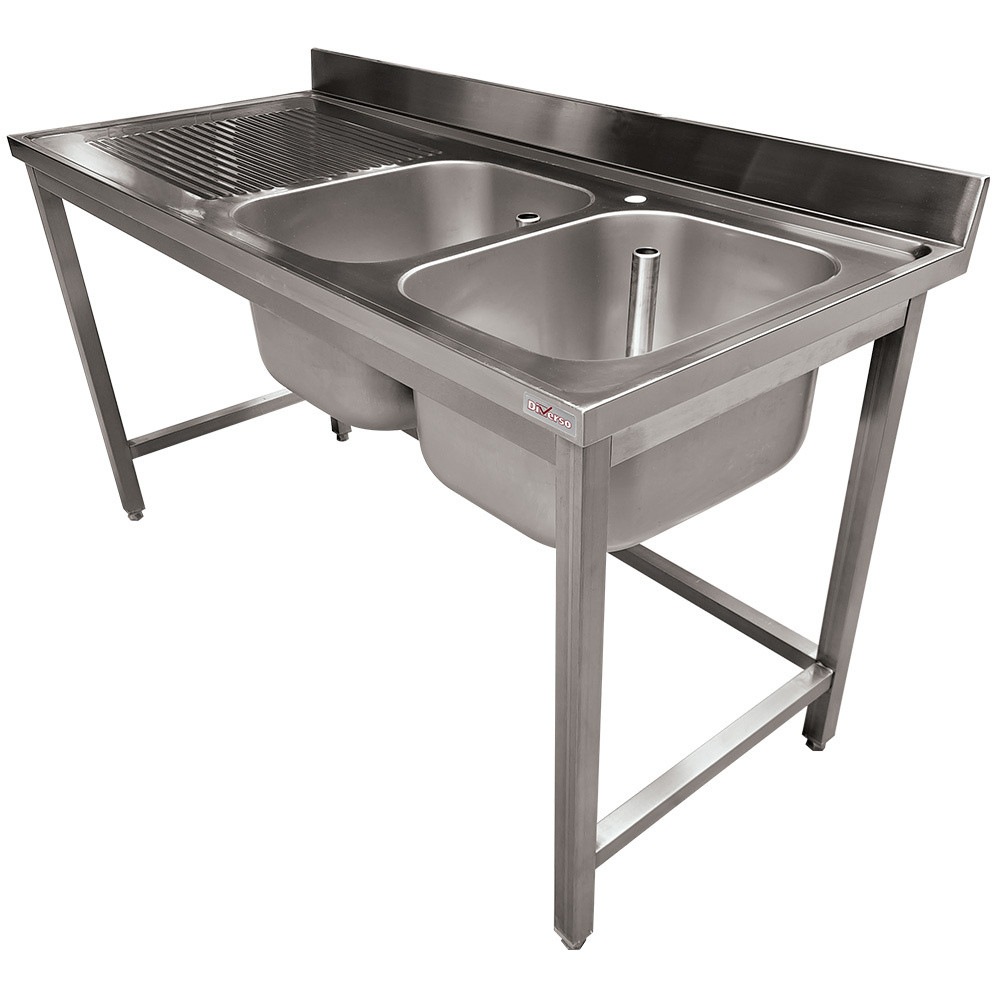 Plonge inox 2 cuves égouttoir gauche DIVERSO - Sans tablette