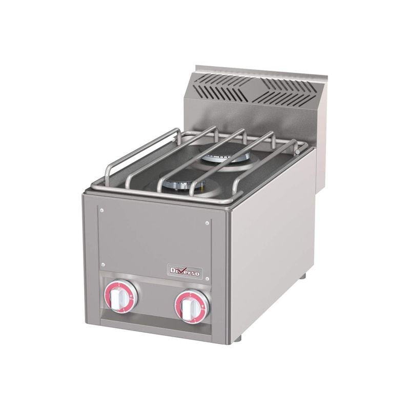 Cuisinière gaz DIVERSO 2 feux - Top professionnel en acier inox