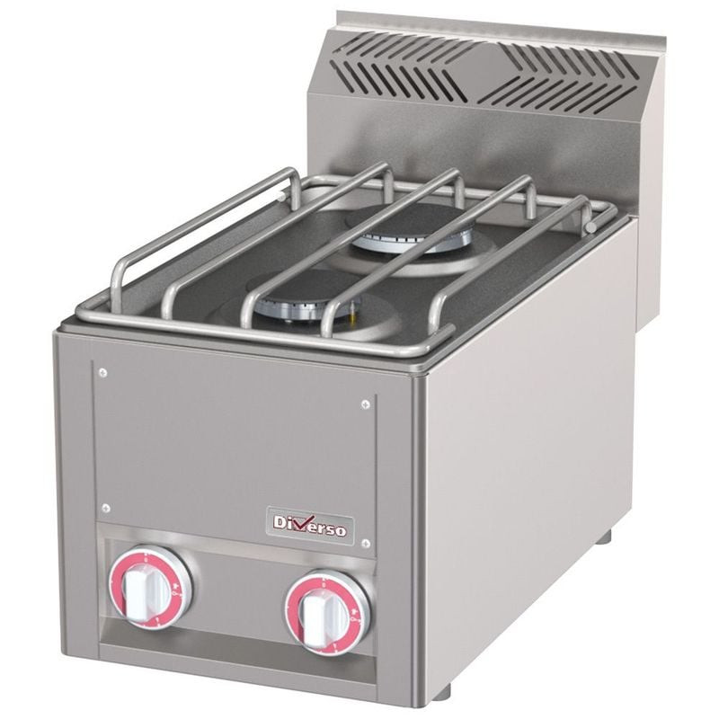 Cuisinière gaz DIVERSO 2 feux - Top professionnel en acier inox
