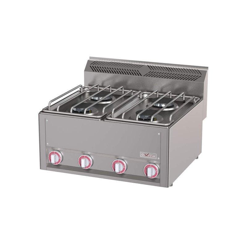 Cuisinière gaz DIVERSO 4 feux - Top professionnel en inox
