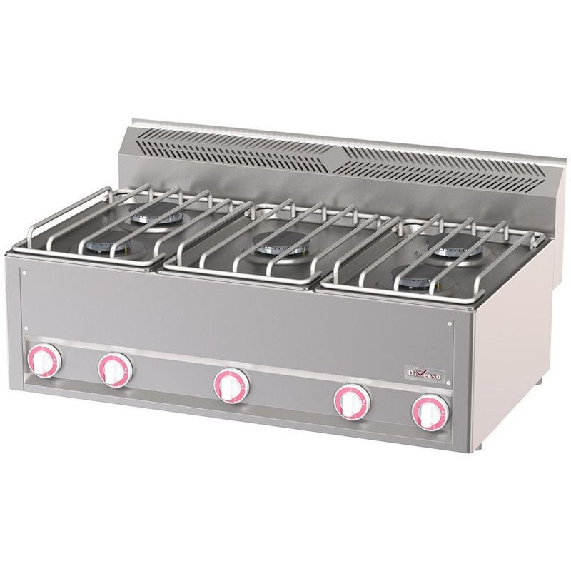 Cuisinière 5 feux gaz DIVERSO - Puissante 19,8 kW cuisine pro