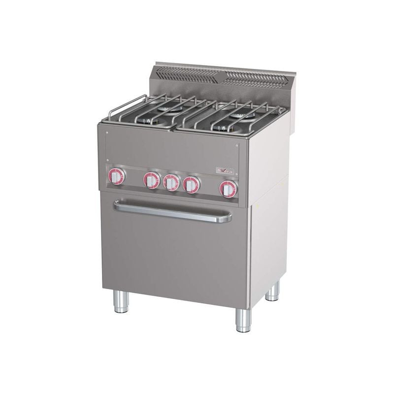 Fourneau 4 brûleurs DIVERSO sur four convection GN1/1 - Équipement pro