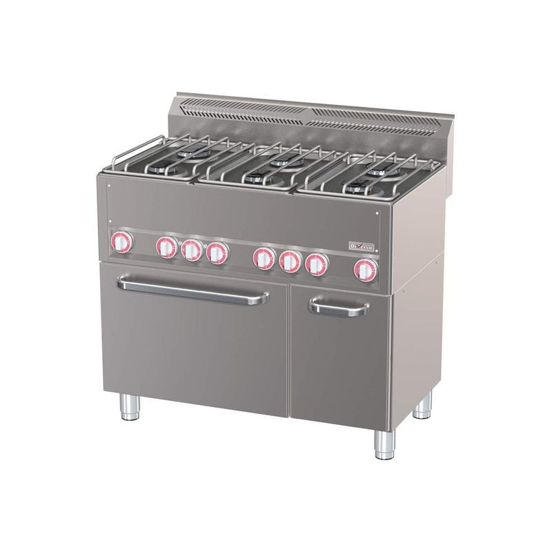 Fourneau gaz 6 feux DIVERSO avec four électrique à convection GN1/1