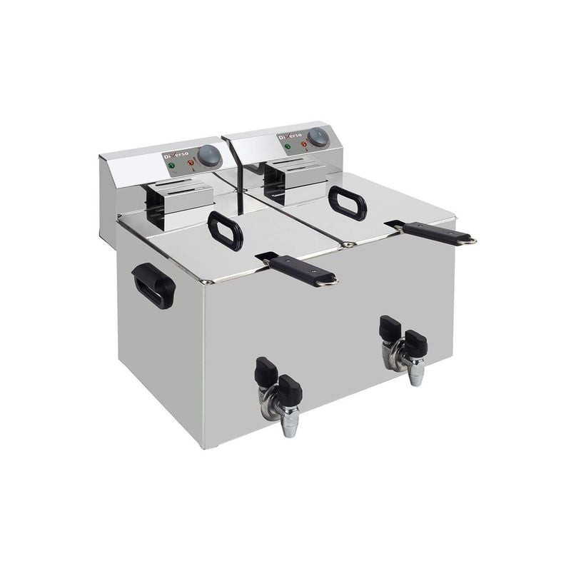 Friteuse électrique DIVERSO 2x8L + robinet vidange - Professionnelle