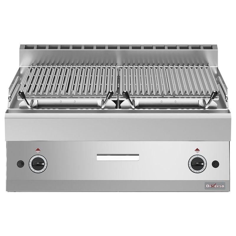 Grill pierre de lave DIVERSO - Grille fonte double face professionnel