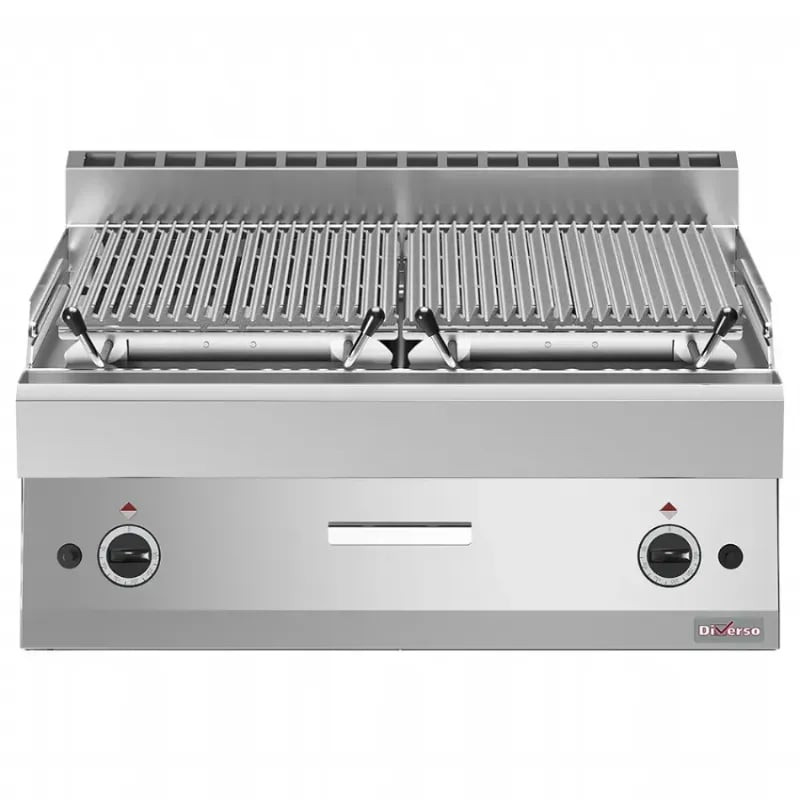Grill pierre de lave DIVERSO - Grille fonte double face professionnel