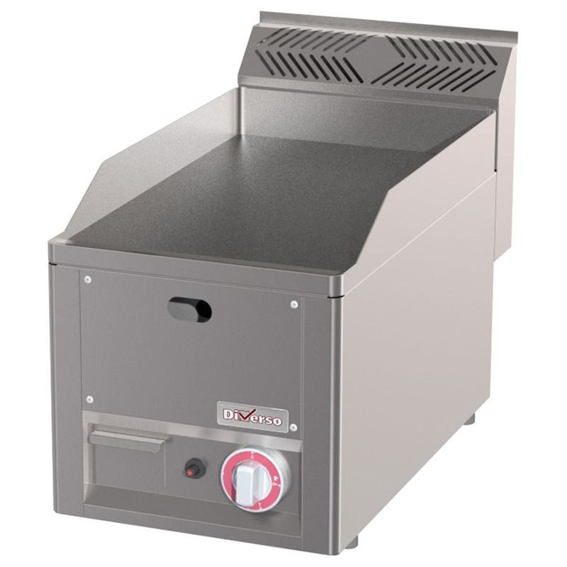 Plaque gaz lisse DIVERSO - Cuisson pro jusqu'à 300°C, fonte 10mm