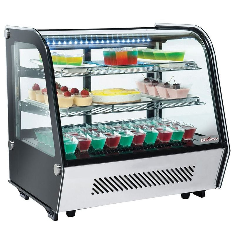 Vitrine réfrigérée de table DIVERSO - 3 niveaux avec vitre bombée