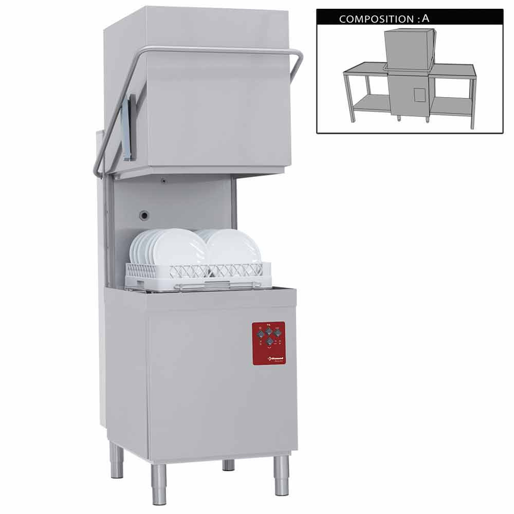 Lave-vaisselle professionnel DIAMOND 015-25D/6/A - Pack complet capot