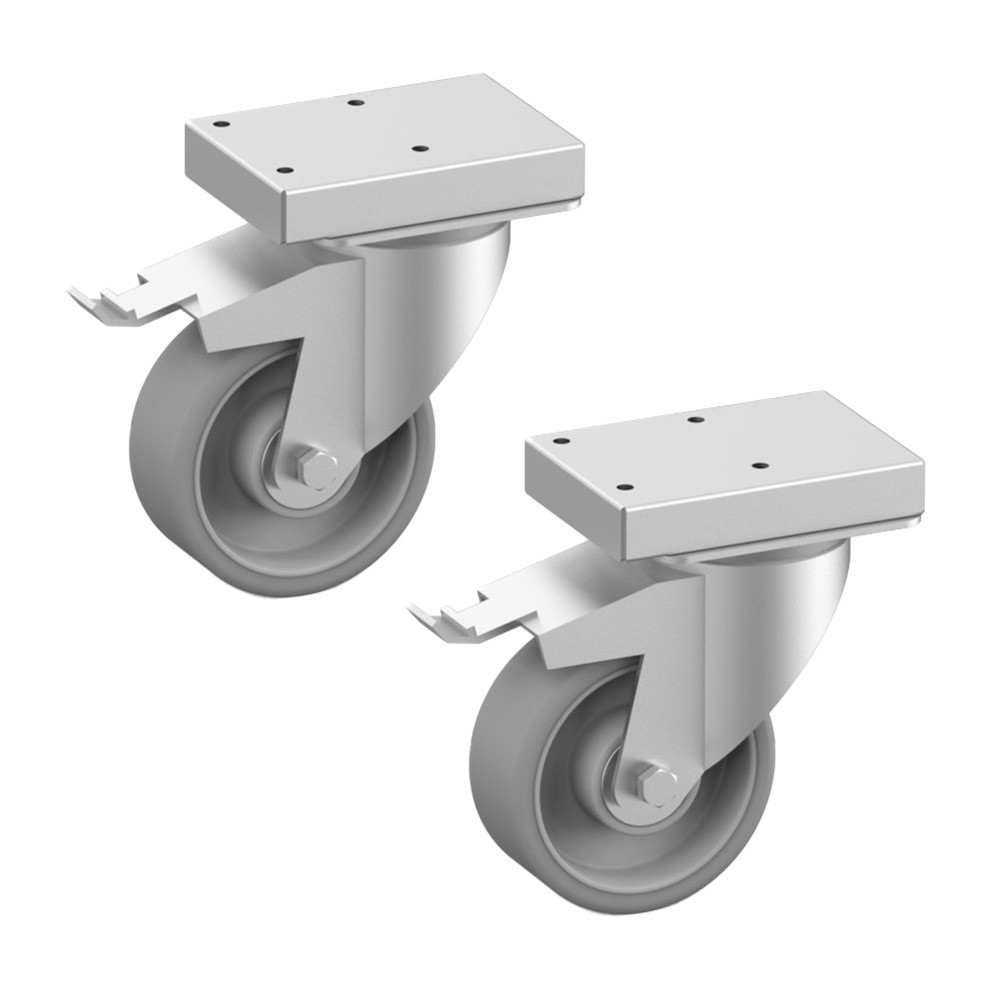 Roues acier inox freinées Ø 100 mm - DIAMOND - Pour équipements HORECA