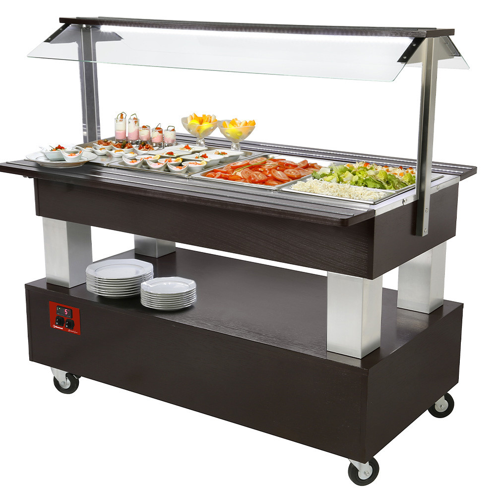 Buffet réfrigéré DIAMOND - Salad bar 4 bacs GN, bois Wengé