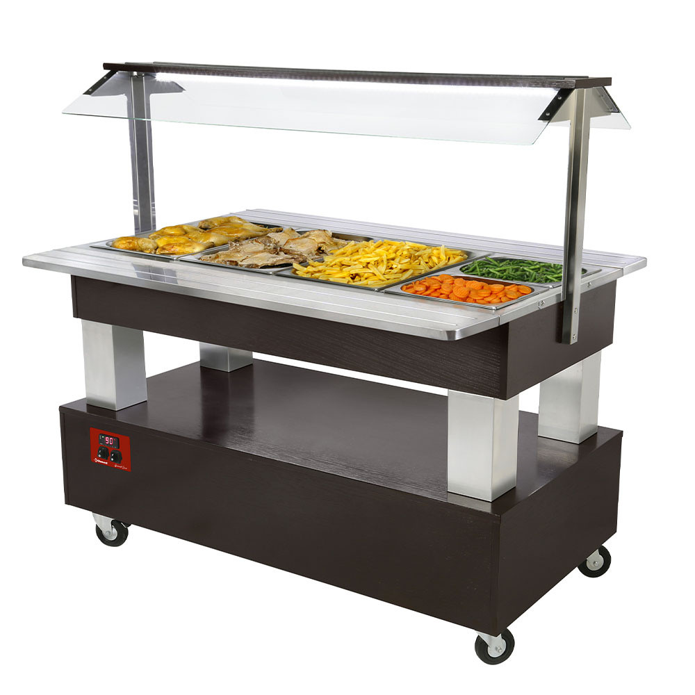 Buffet chauffant DIAMOND 4 bacs GN - Bain-marie professionnel wengé