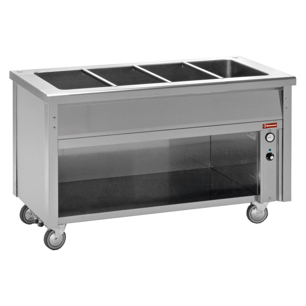 Bain-marie DIAMOND BT15 - Élément 4 GN 1/1 sur armoire ouverte