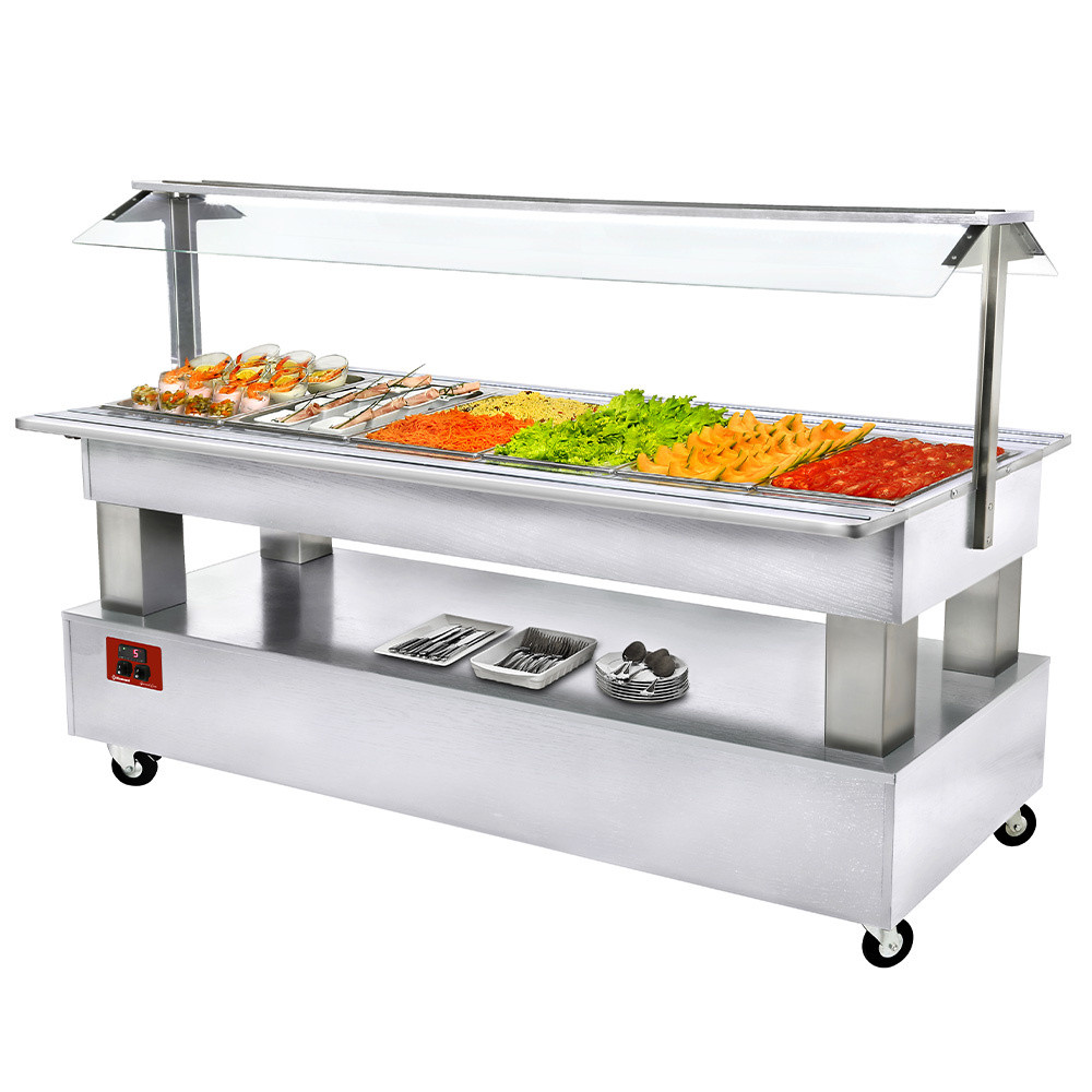 Buffet réfrigéré Diamond - Salad bar 6 bacs GN, bois blanc