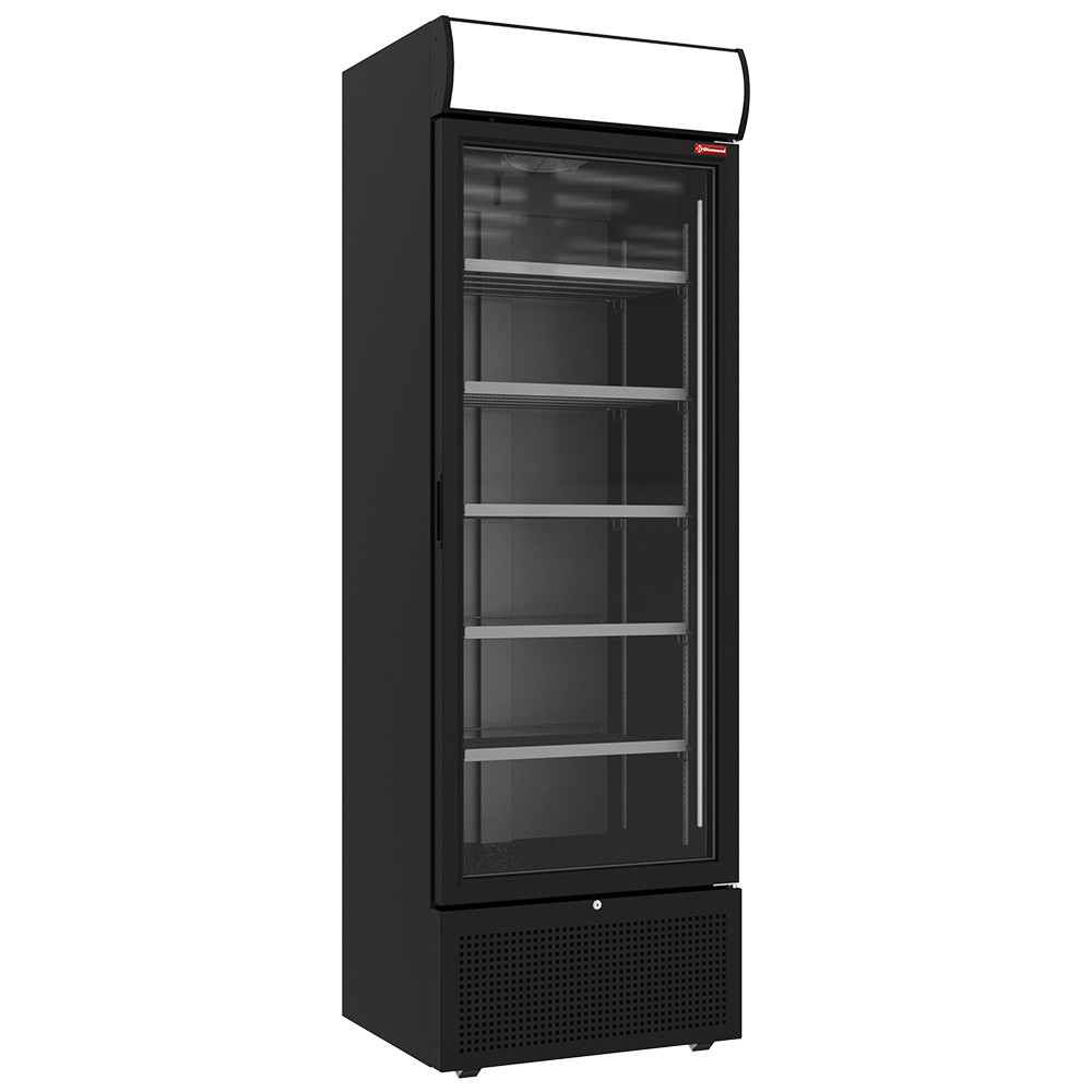 Vitrine ventilée Diamond 494L noire - Caisson lumineux pour bars