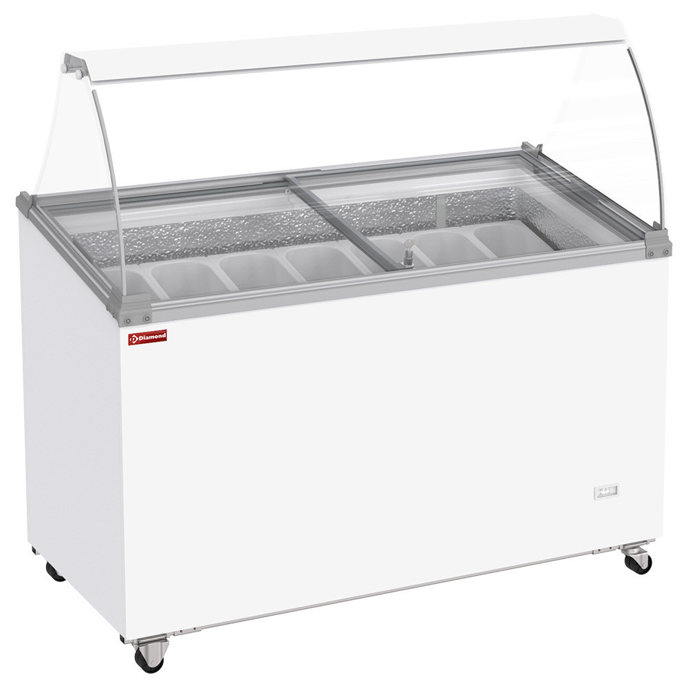 Conservateur comptoir à glaces DIAMOND 381L - 7 bacs, vitres bombées