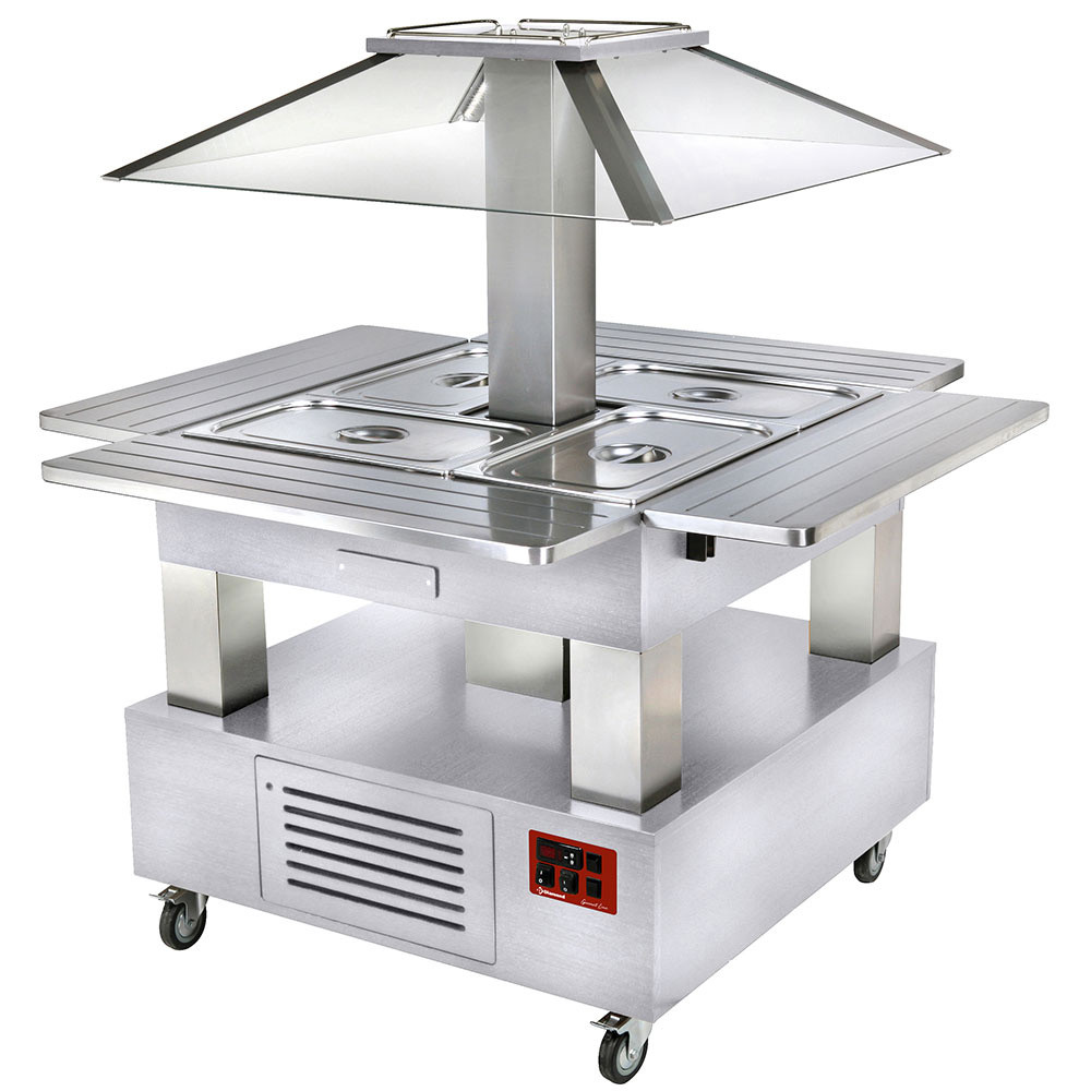 Îlot buffet chauffant DIAMOND - Bain-marie professionnel 4 bacs GN1/1