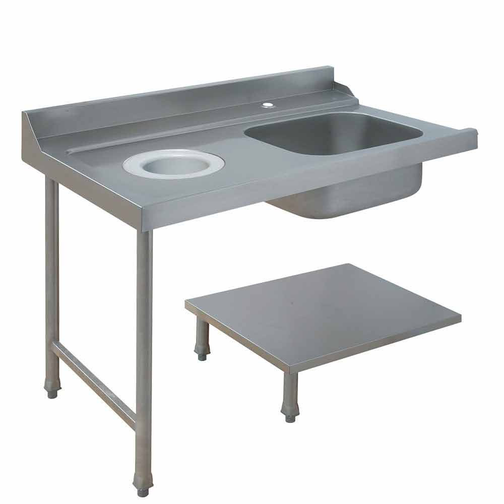 Table de prélavage gauche DIAMOND - Cuve inox et vide-déchets intégré
