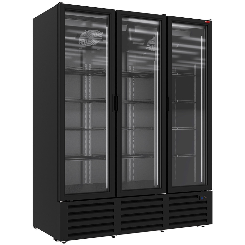 Vitrine ventilée positive 1455L Diamond - 3 portes battantes noires