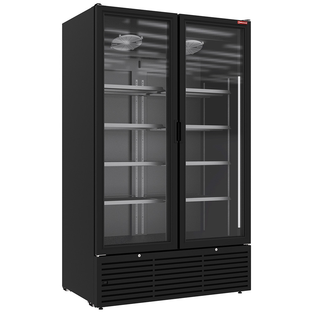 Vitrine ventilée positive DIAMOND 1142L - 2 portes battantes noires