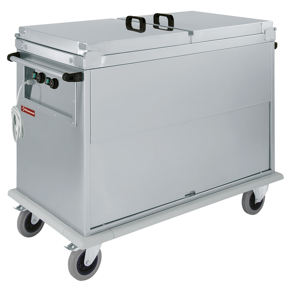 Chariot bain-marie DIAMOND avec 2 bacs GN 1/1 et porte basculante