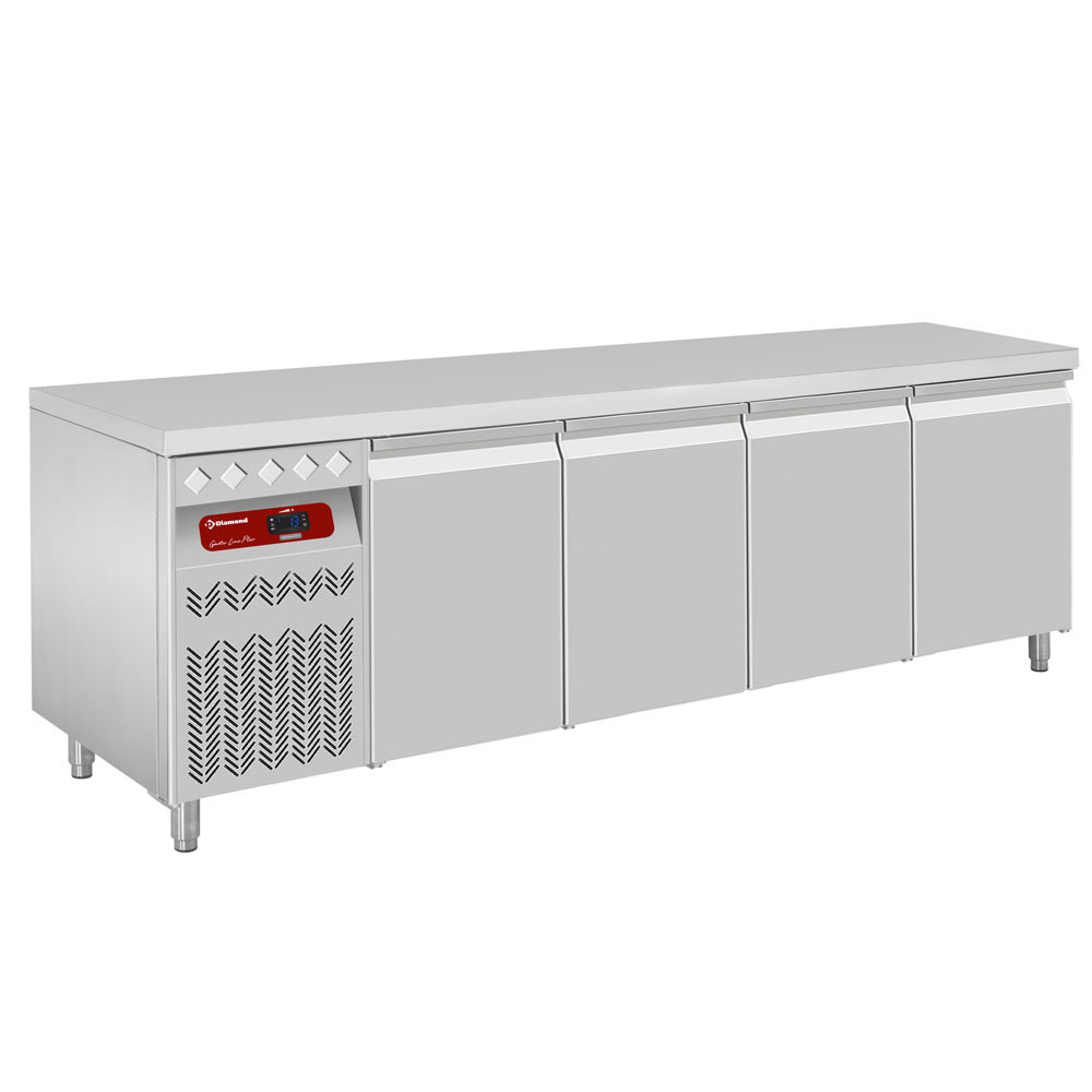 Table frigorifique ventilée DIAMOND 4 portes 550L - Groupe à gauche