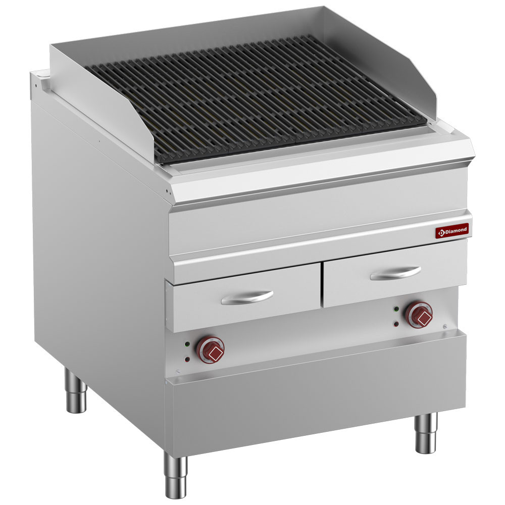 Grill vapeur électrique Diamond - Grille fonte double face - 2 zones