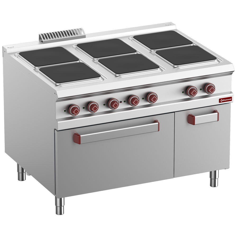 Fourneau électrique DIAMOND 6 plaques sur four GN 2/1 - 26 kW triphasé