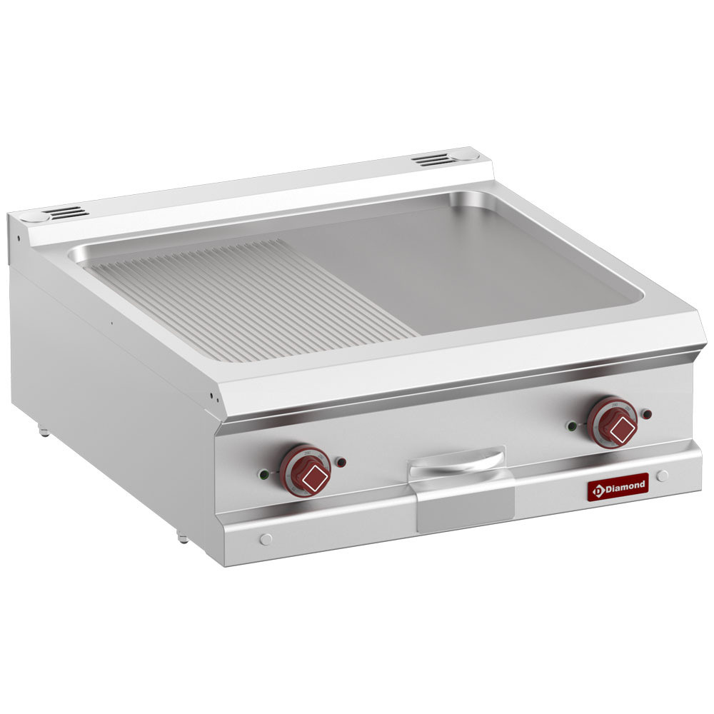 Plaque de cuisson DIAMOND 1/2 lisse 1/2 rainurée - Plancha pro