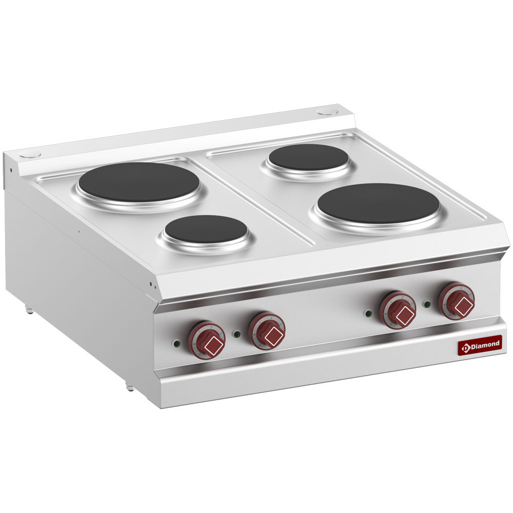 Cuisinière électrique Diamond 4 plaques fonte - Acier inox - 8,2 kW