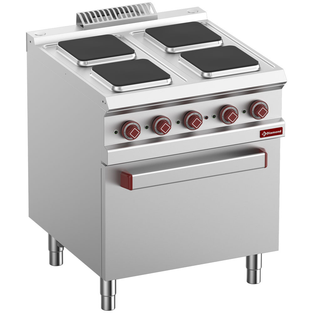 Fourneau DIAMOND 4 plaques + four électrique GN 2/1 avec grill