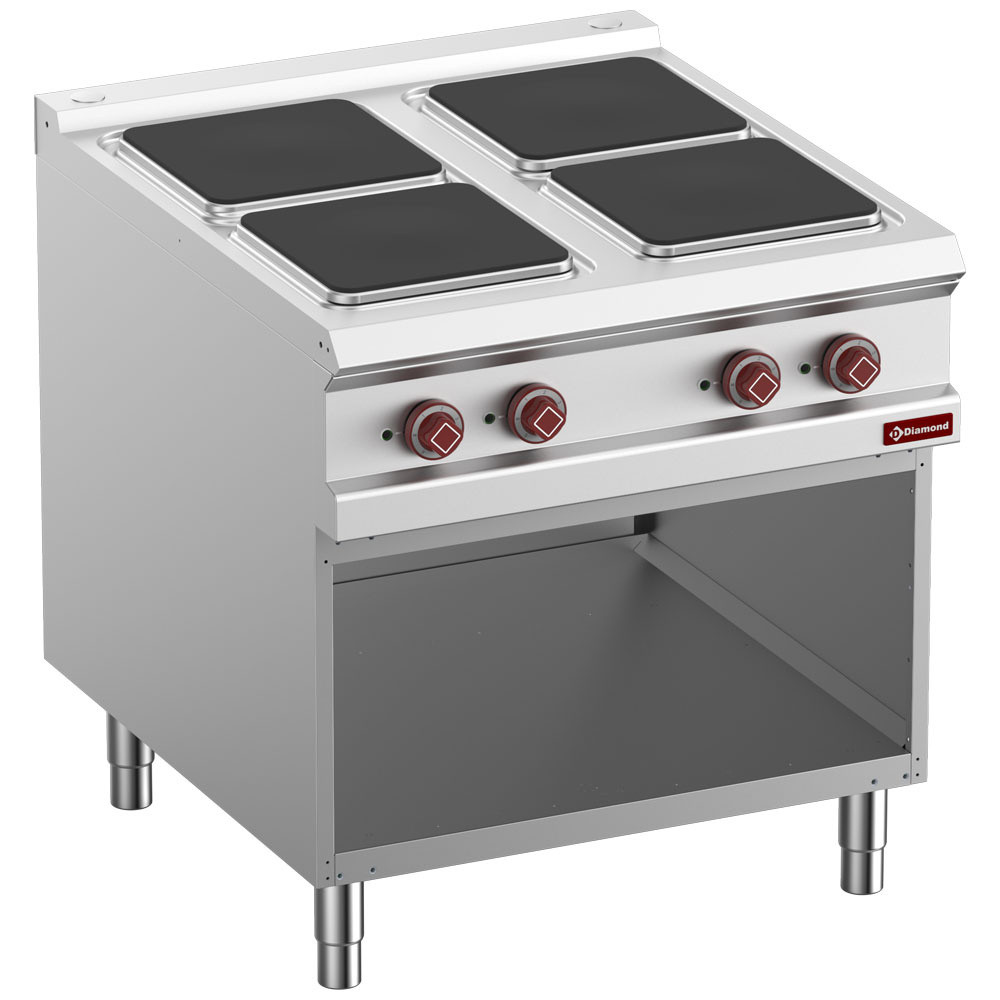 Fourneau électrique DIAMOND 4 plaques - 13 kW sur armoire ouverte