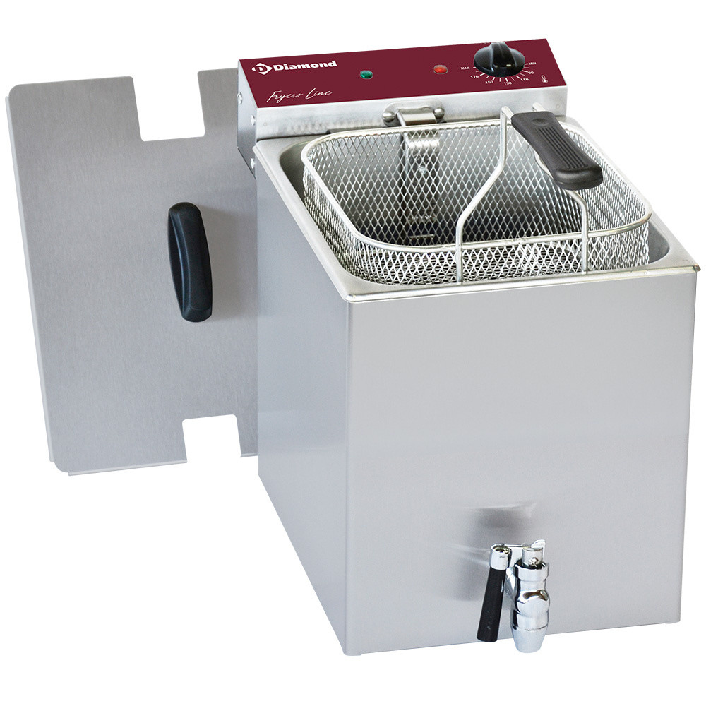 Friteuse électrique DIAMOND 8L - Robinet de vidange et cuve inox