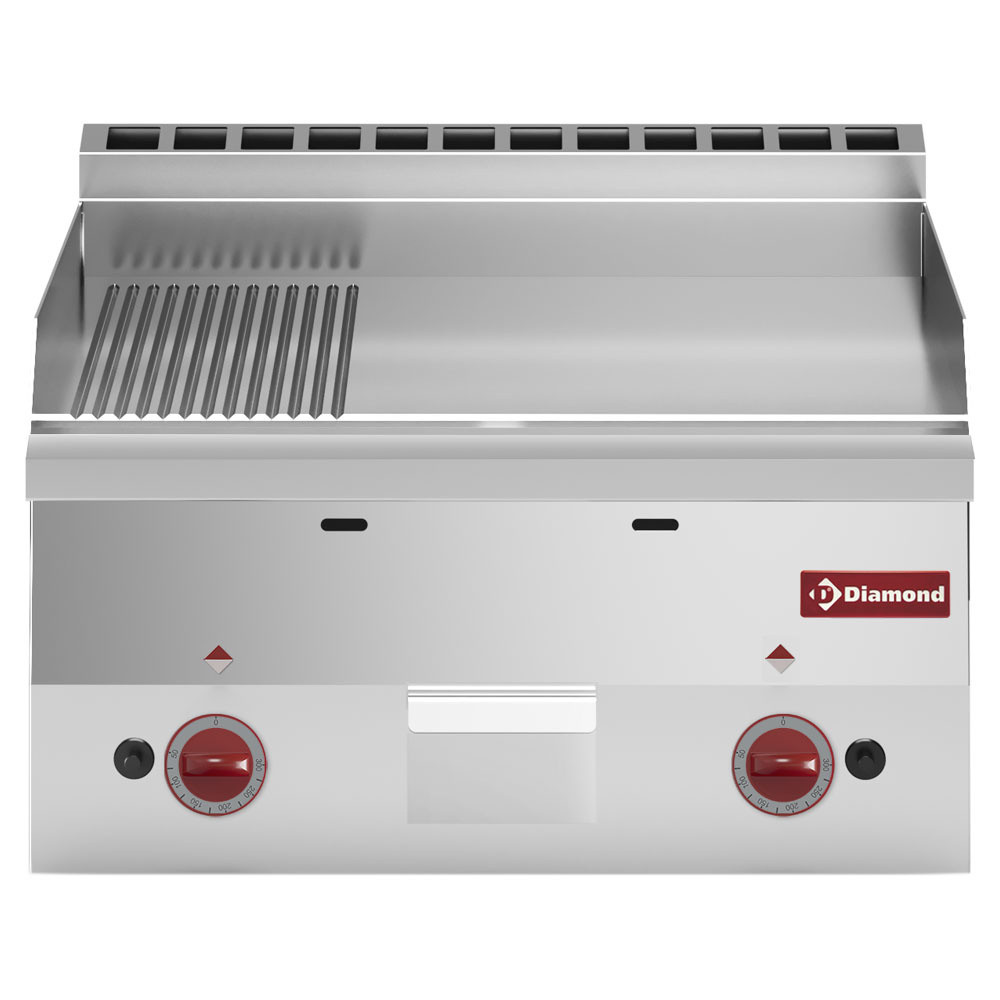 Plaque gaz DIAMOND 2/3 lisse 1/3 nervurée - Cuisine professionnelle