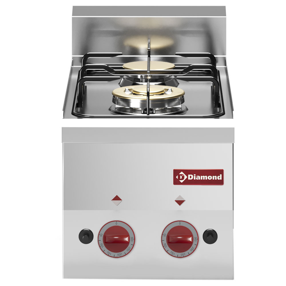 Cuisinière gaz DIAMOND 2 feux - Top professionnel en inox 304