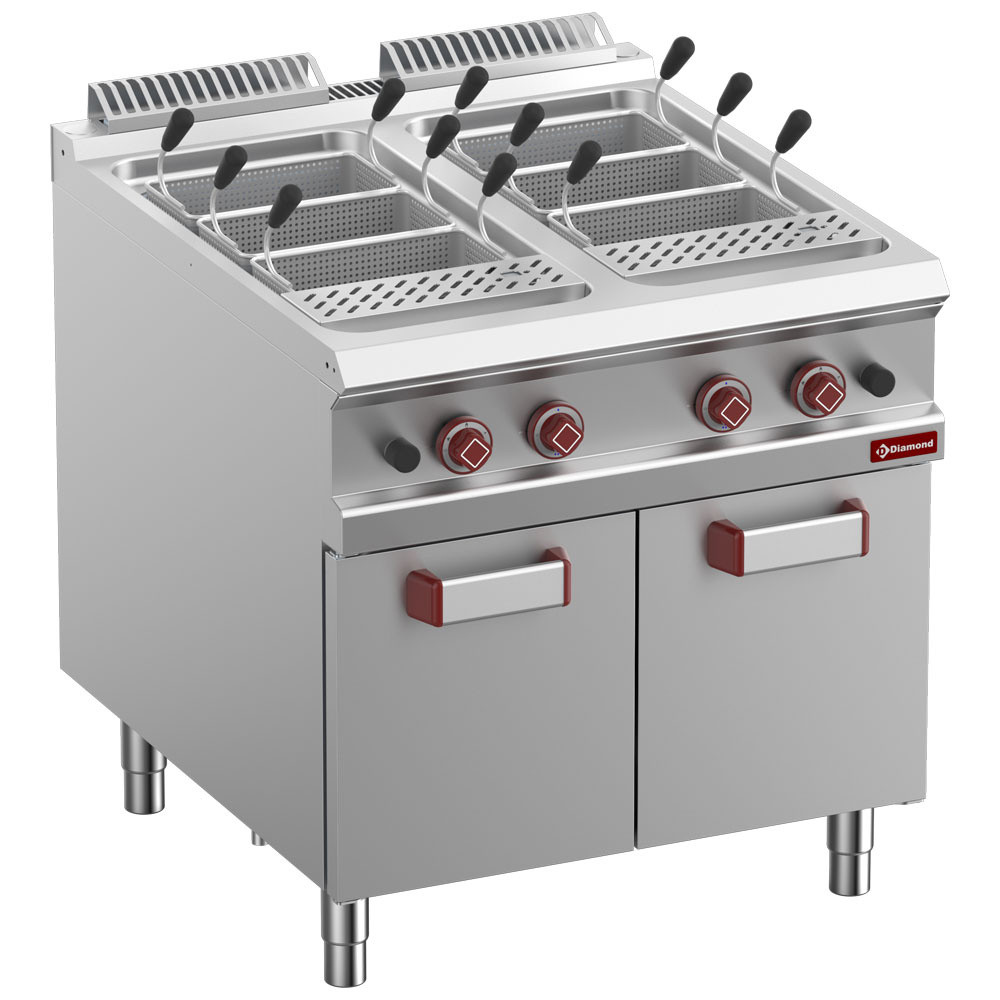 Cuiseur à pâtes gaz DIAMOND 2 cuves 40L sur meuble - Professionnel